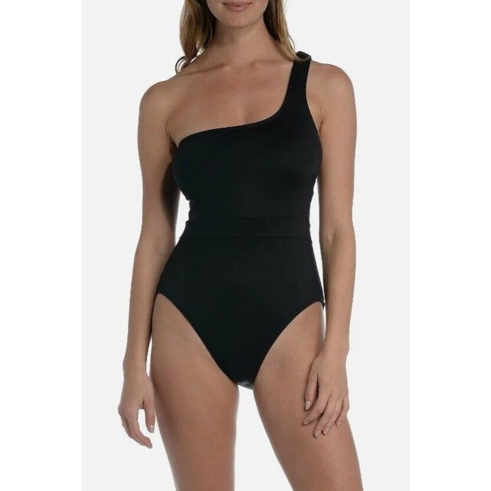 Elegant One-Shoulder Black Swimsuit | Sexy Lace-Up Back | Flattering Slim Fit